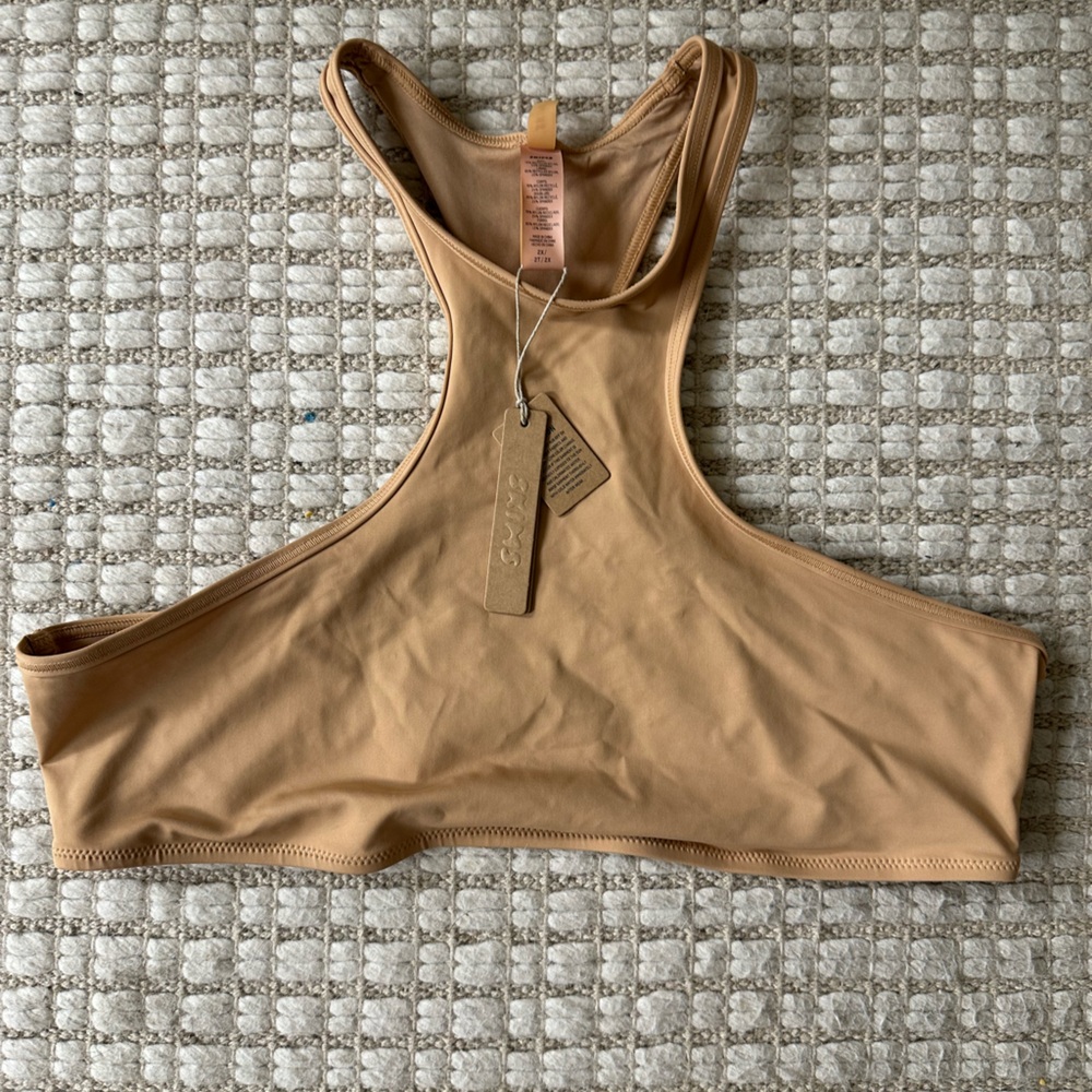 Skims Swim High Neck Racerback Bikini Top- Ochre